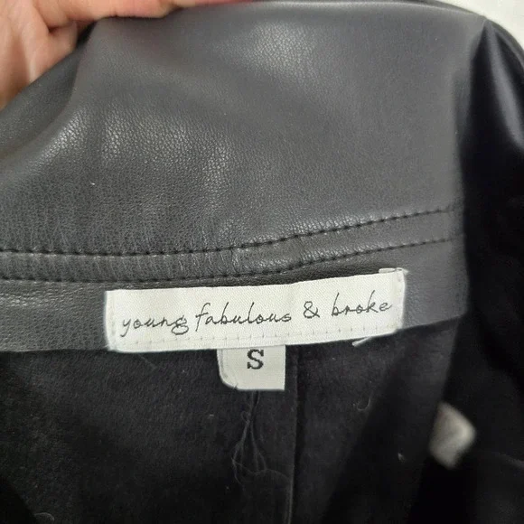 Young Fabulous & Broke Highrise Black Faux Leather Pants Straight Leg Size Small - Picture 9 of 10